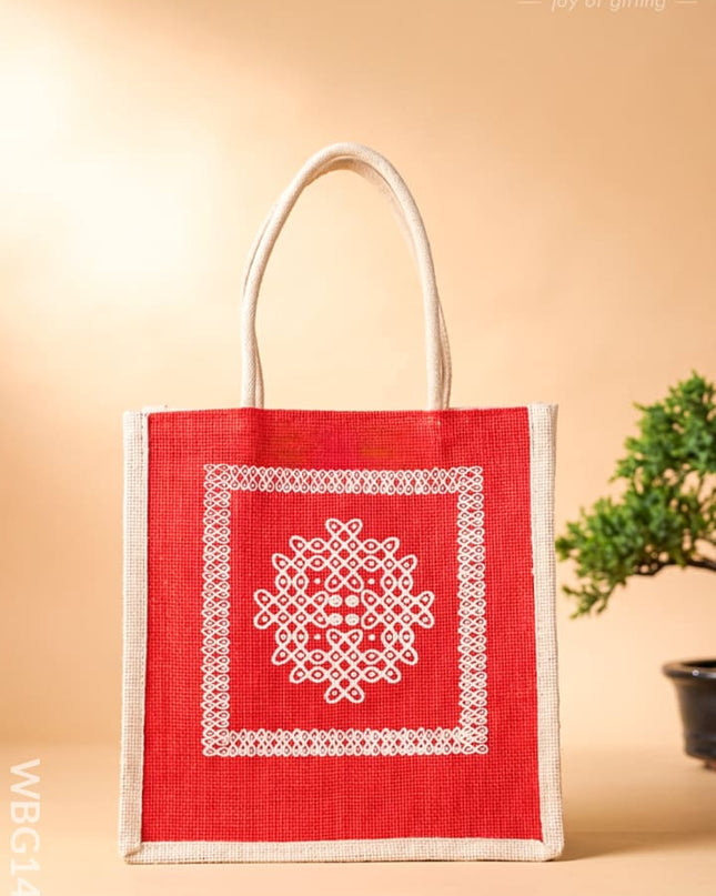 Jute Bag Kolam Design - WBG1409 - Jute Bags
