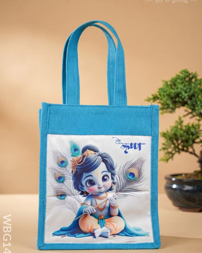 Jute Bag - Krishna Printed - WBG1426 - Jute Bags