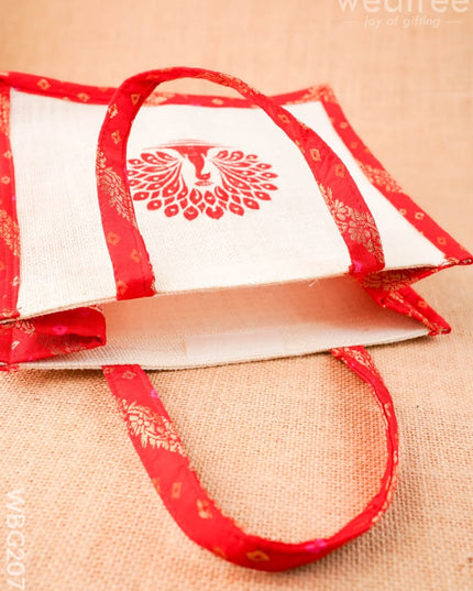 Jute Bag - Peacock Design - 9 inch - WBG2072 - Jute Bags