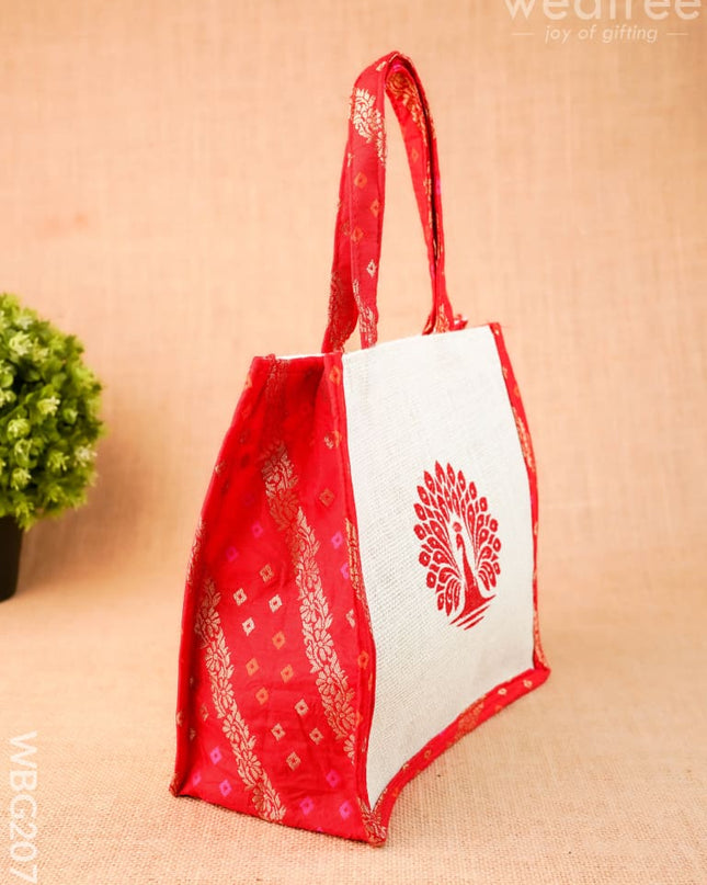 Jute Bag - Peacock Design - 9 inch - WBG2072 - Jute Bags