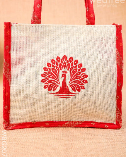 Jute Bag - Peacock Design - 9 inch - WBG2072 - Jute Bags