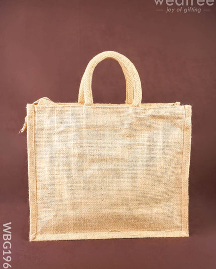 Jute Bag - Radhakrishna Print - 14x12 inch - WBG1961 - Jute Bags