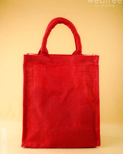 Jute Bag - Red - 12X10 inch - WBG2065 - Jute Bags