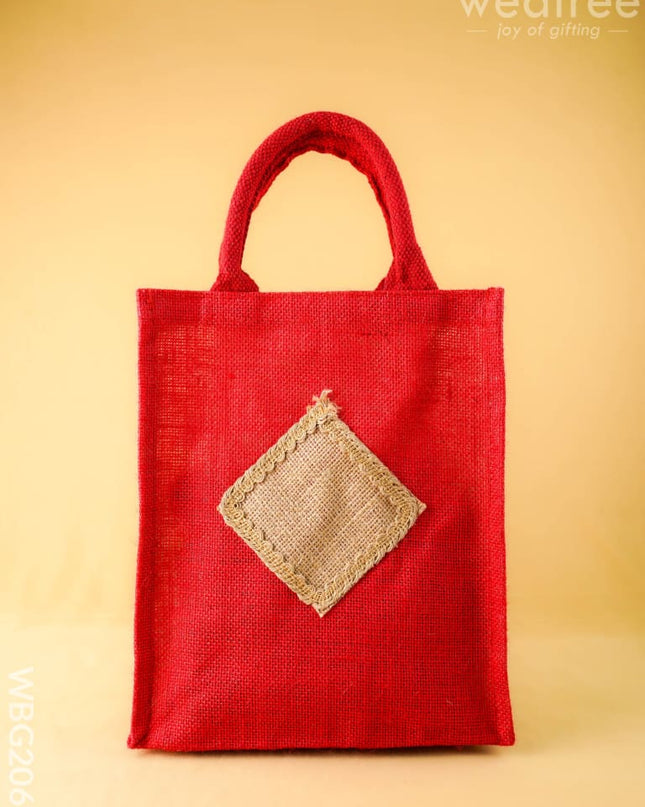 Jute Bag - Red - 12X10 inch - WBG2065 - Jute Bags