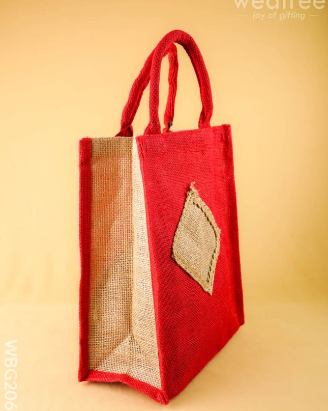 Jute Bag - Red - 12X10 inch - WBG2065 - Jute Bags