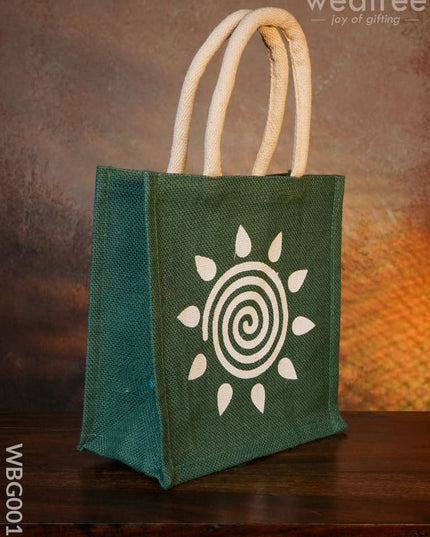 Jute Bag - Swirl Design With Velcro Wbg0019 Bags