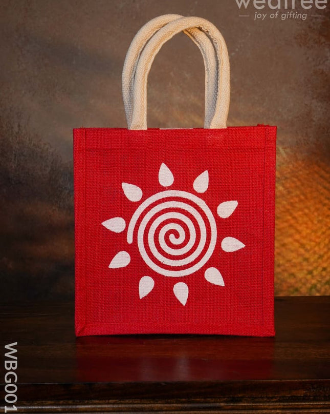 Jute Bag - Swirl Design With Velcro Wbg0019 Bags