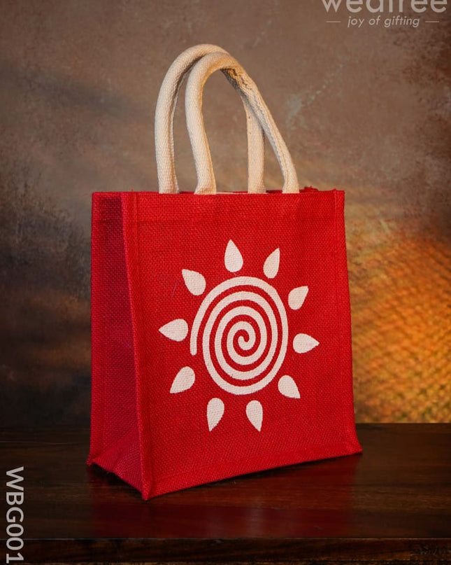 Jute Bag - Swirl Design With Velcro Wbg0019 Bags