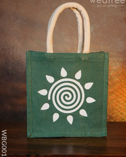 Jute Bag - Swirl Design With Velcro Wbg0019 Bags