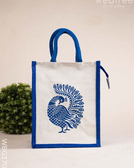 Jute Bag with Annapakshi Print - WBG1700 Jute Bags