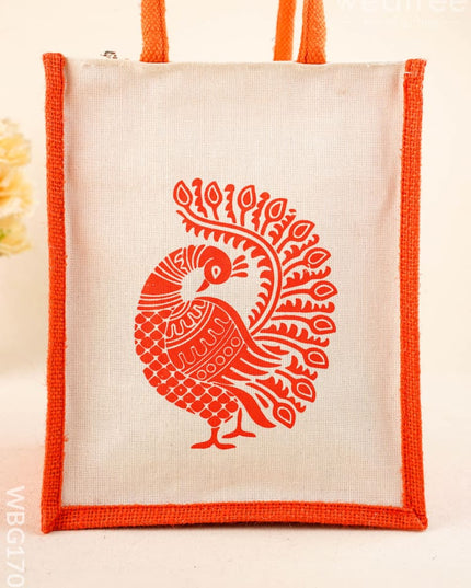Jute Bag with Annapakshi Print - WBG1700 - Jute Bags
