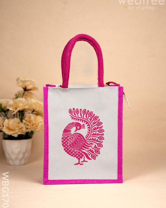 Jute Bag with Annapakshi Print - WBG1700 Jute Bags