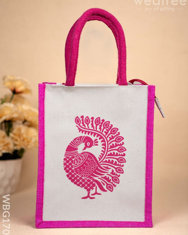 Jute Bag with Annapakshi Print - WBG1700 Jute Bags