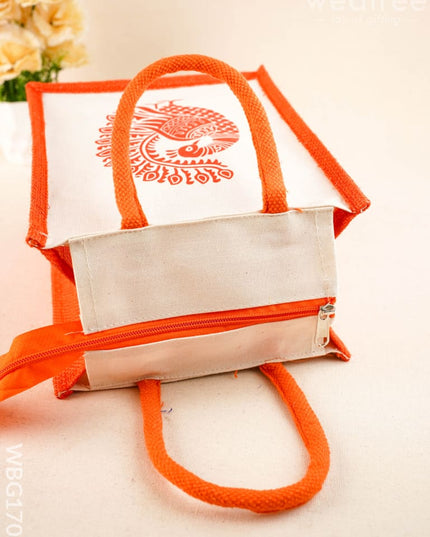 Jute Bag with Annapakshi Print - WBG1700 - Jute Bags