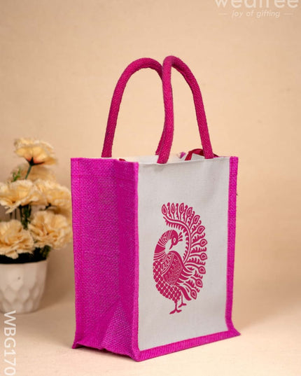 Jute Bag with Annapakshi Print - WBG1700 Jute Bags