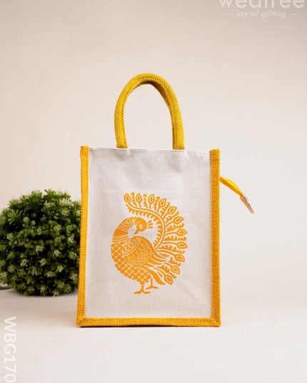 Jute Bag with Annapakshi Print - WBG1700 Jute Bags