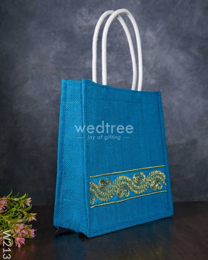 Jute Bag With Chamki Lace Work - W2130 Bags