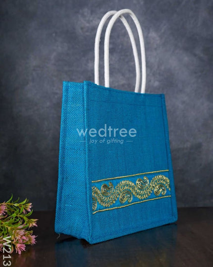 Jute Bag With Chamki Lace Work - W2130 Bags
