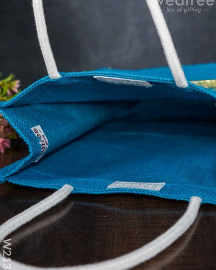 Jute Bag With Chamki Lace Work - W2130 Bags