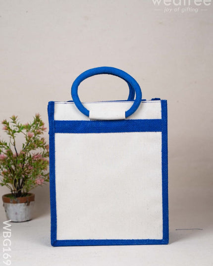 Jute Bag with Durga Face Print - WBG1693 Jute Bags
