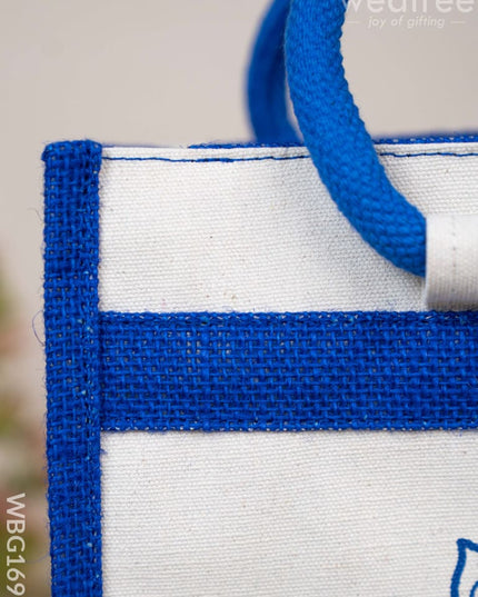 Jute Bag with Durga Face Print - WBG1693 Jute Bags