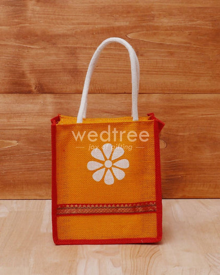 Jute Bag With Floral Print & Zari - W4125 Bags