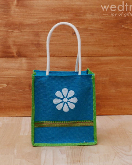 Jute Bag With Floral Print & Zari - W4125 Bags