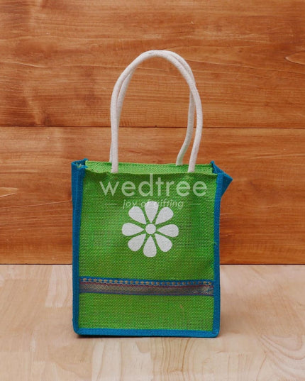 Jute Bag With Floral Print & Zari - W4125 Bags