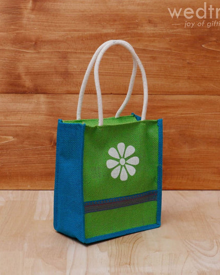 Jute Bag With Floral Print & Zari - W4125 Bags