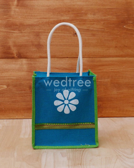 Jute Bag With Floral Print & Zari - W4125 Bags