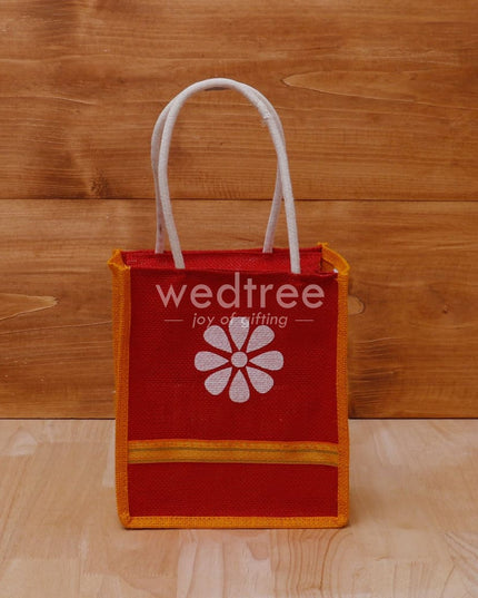 Jute Bag With Floral Print & Zari - W4125 Bags