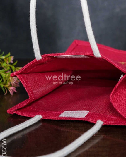 Jute Bag With Golden Zari Lace - W2206 Bags