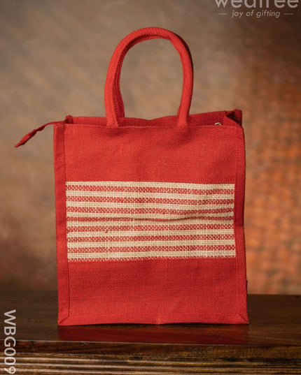 Jute Bag With Horizontal Stripes - Wbg0091 Bags