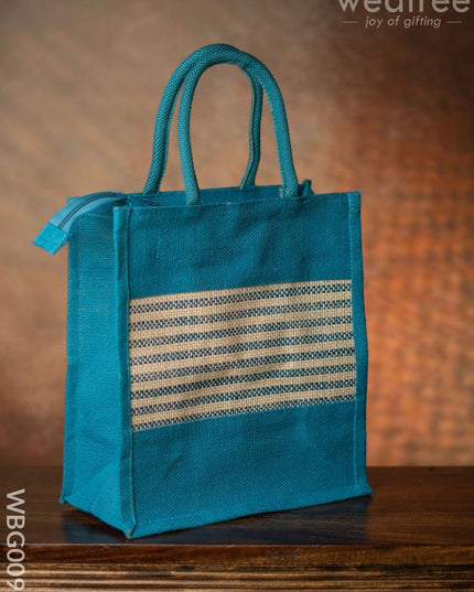 Jute Bag With Horizontal Stripes - Wbg0091 Bags