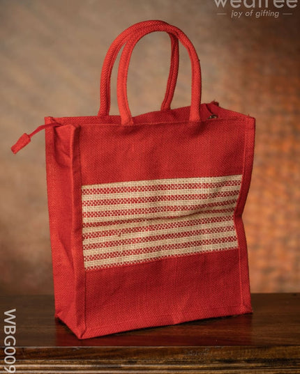 Jute Bag With Horizontal Stripes - Wbg0091 Bags