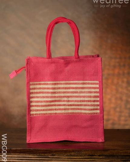 Jute Bag With Horizontal Stripes - Wbg0091 Bags