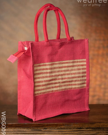 Jute Bag With Horizontal Stripes - Wbg0091 Bags