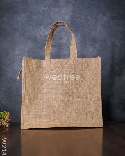 Jute Bag With Ikkat Fabric - W2141 Bags
