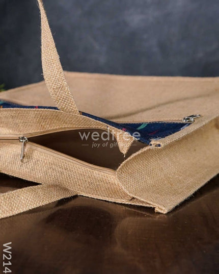 Jute Bag With Ikkat Fabric - W2141 Bags