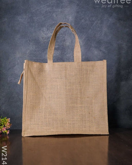 Jute Bag With Ikkat Fabric - W2141 Bags