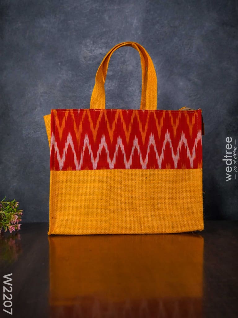 Jute Bag With Ikkat Fabric - W2207 Bags