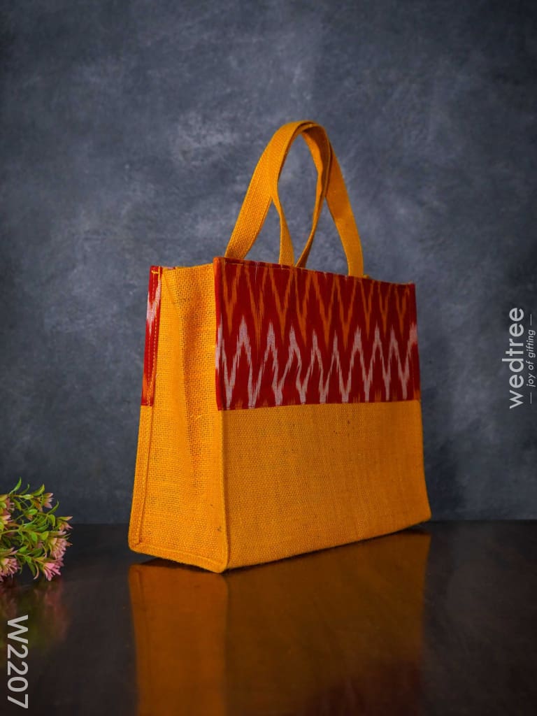 Jute Bag With Ikkat Fabric - W2207 Bags