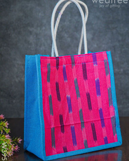 Jute Bag With Ikkat Fabric - W3952 Bags