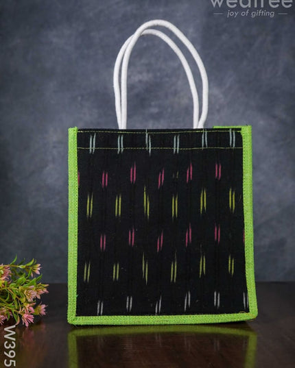 Jute Bag With Ikkat Fabric - W3952 Bags