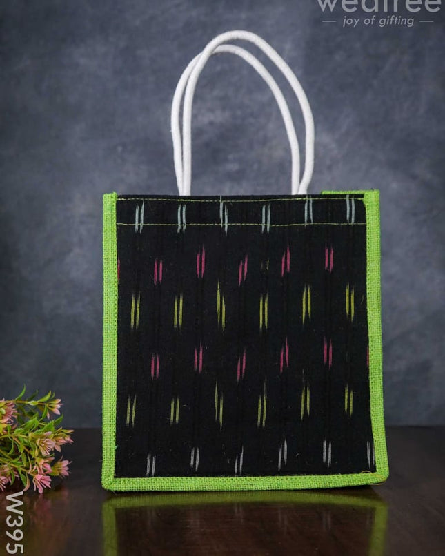 Jute Bag With Ikkat Fabric - W3952 Bags