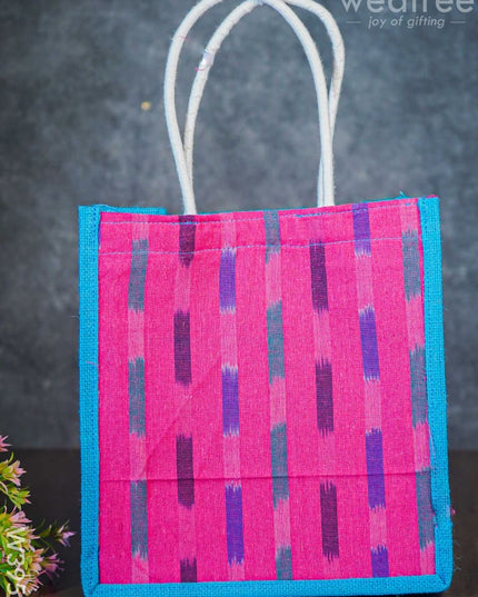 Jute Bag With Ikkat Fabric - W3952 Bags