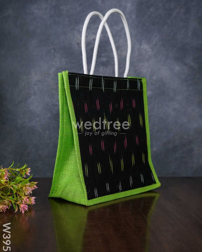 Jute Bag With Ikkat Fabric - W3952 Bags