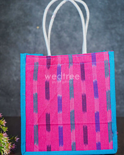 Jute Bag With Ikkat Fabric - W3952 Bags