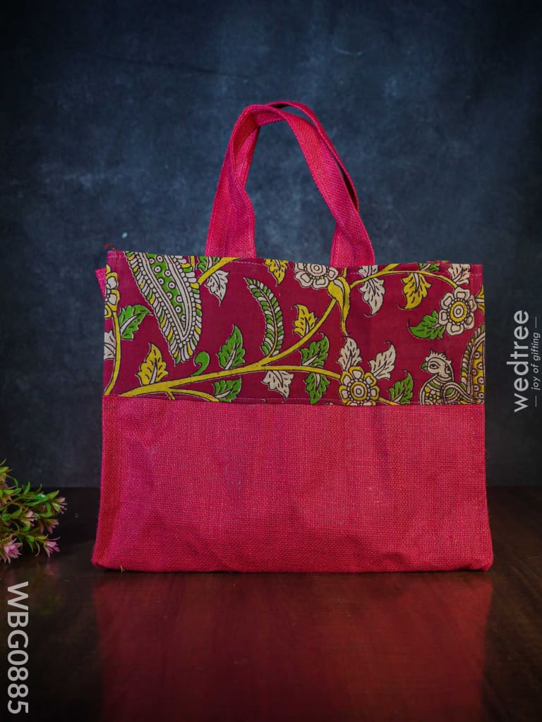 Jute Bag With Kalamkari Design - Wbg0885 Bags