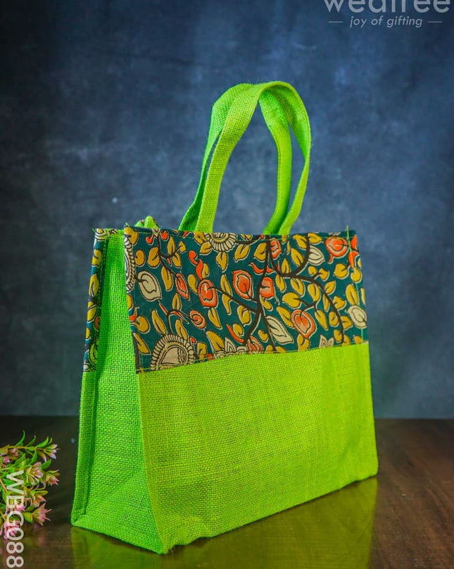 Jute Bag With Kalamkari Design - Wbg0885 Bags